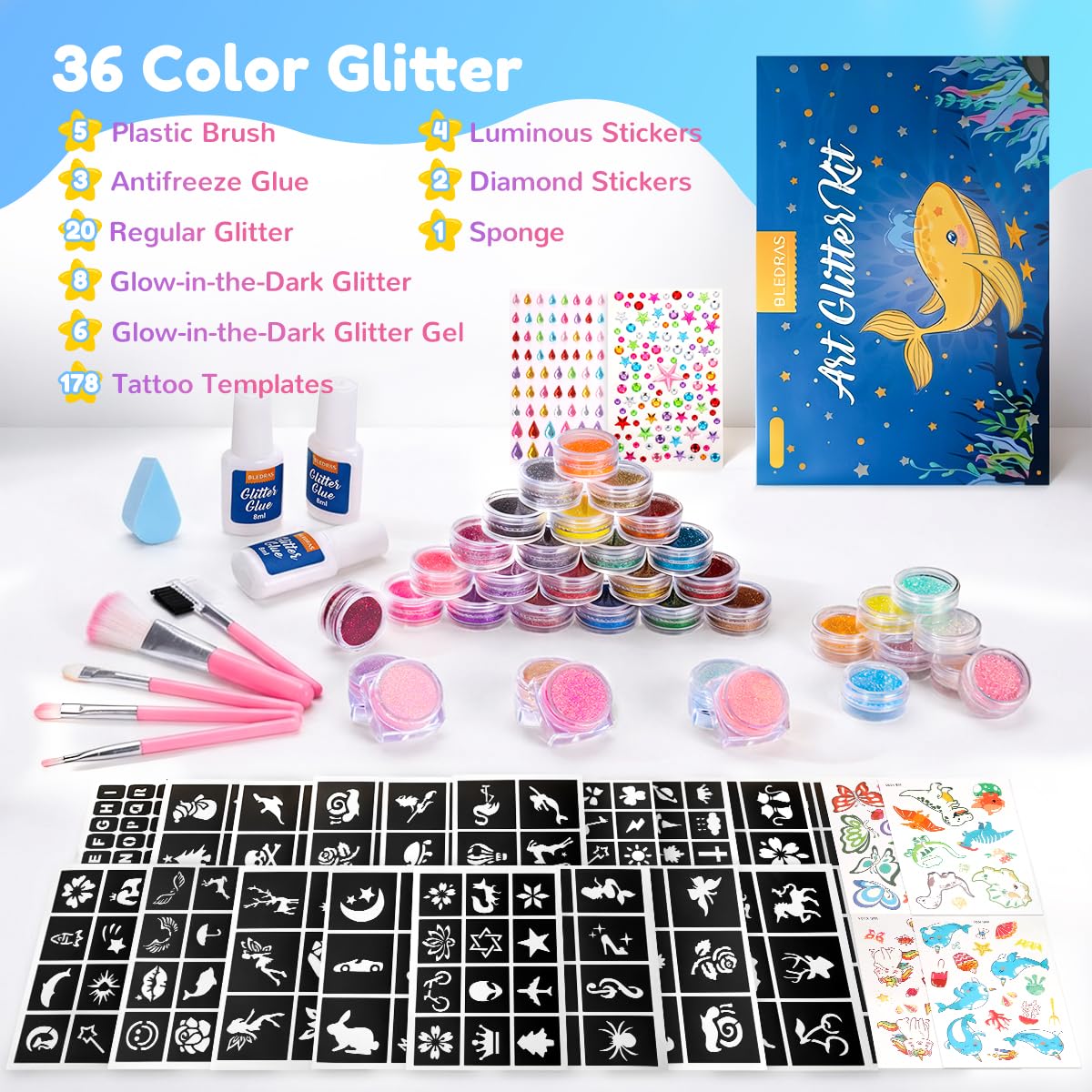 Bledras glow gels collection with luminous glow-in-the-dark options