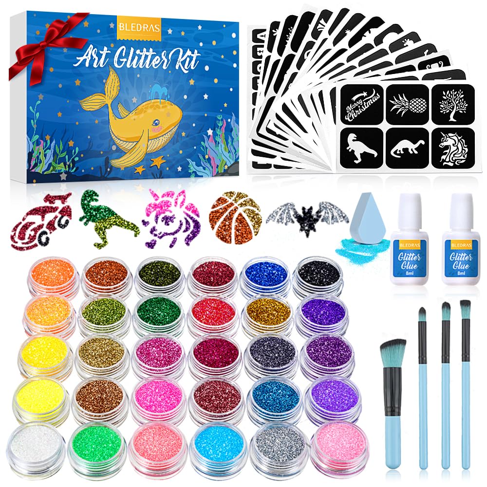 Bledras temporary glitter tattoo kit packaging inspires creative kids at parties.
