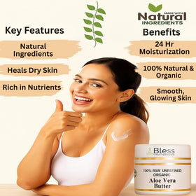 Bless International Aloe Vera Butter on face for daily moisture