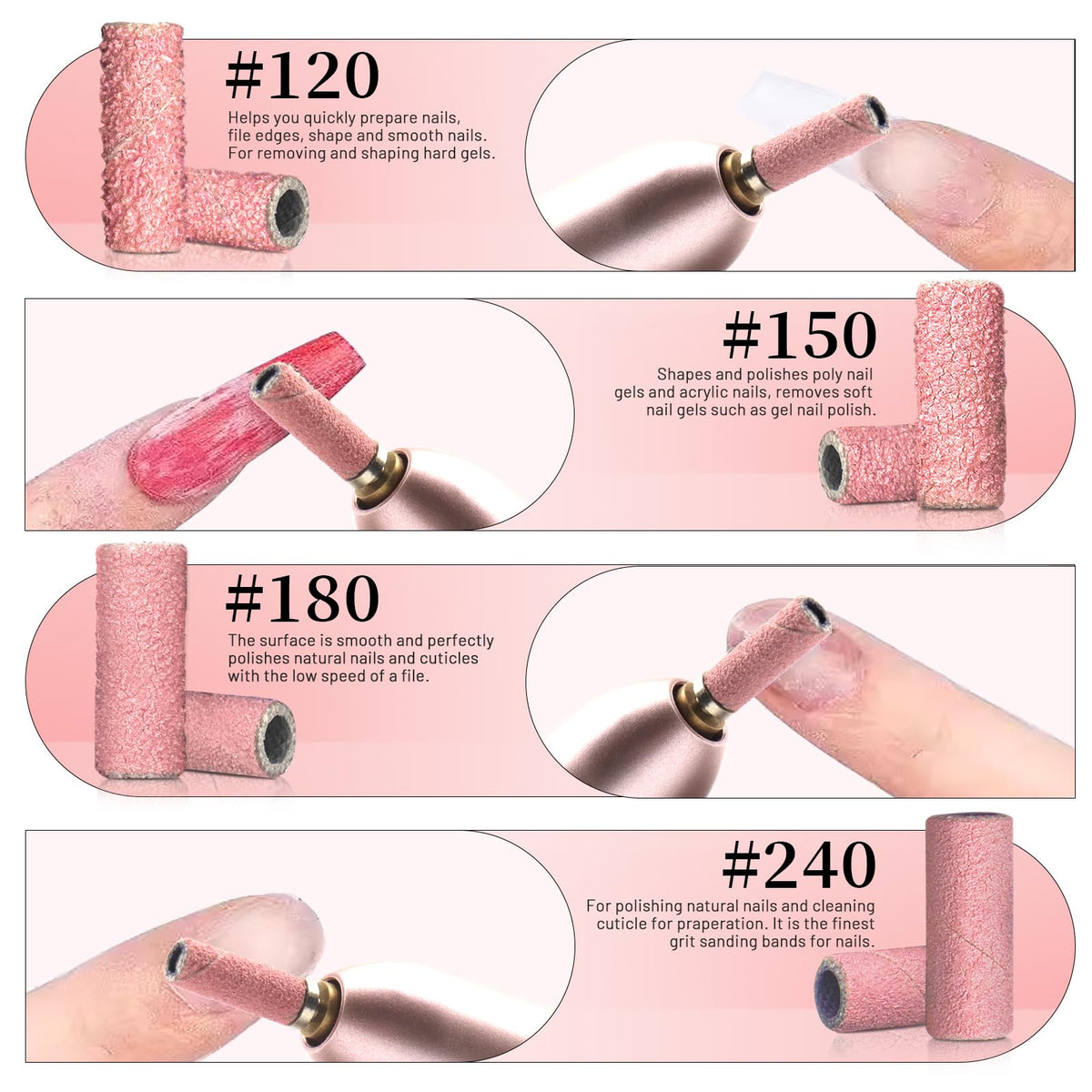 BLESWIN 180 grit sanding band, smooth surface for natural nails.