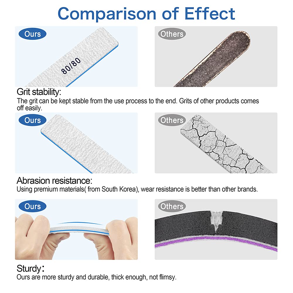 BLESWIN nail files remove gel efficiently from acrylic and gel nails.