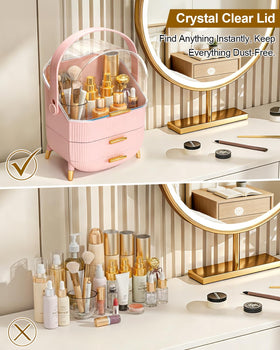 Bleutty organizer non-slip feet keep it stable on glossy countertops.