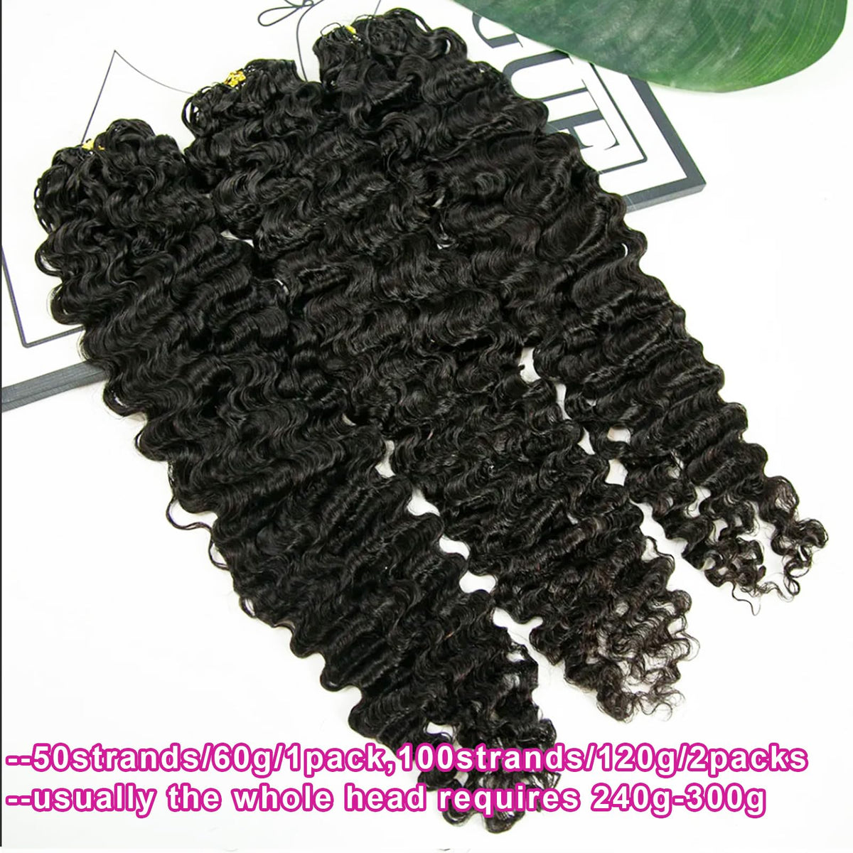 BLG Burmese Water Wave feather crochet closeup highlights discreet, invisible attachment