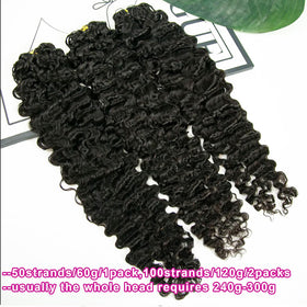 BLG Burmese Water Wave feather crochet closeup highlights discreet, invisible attachment