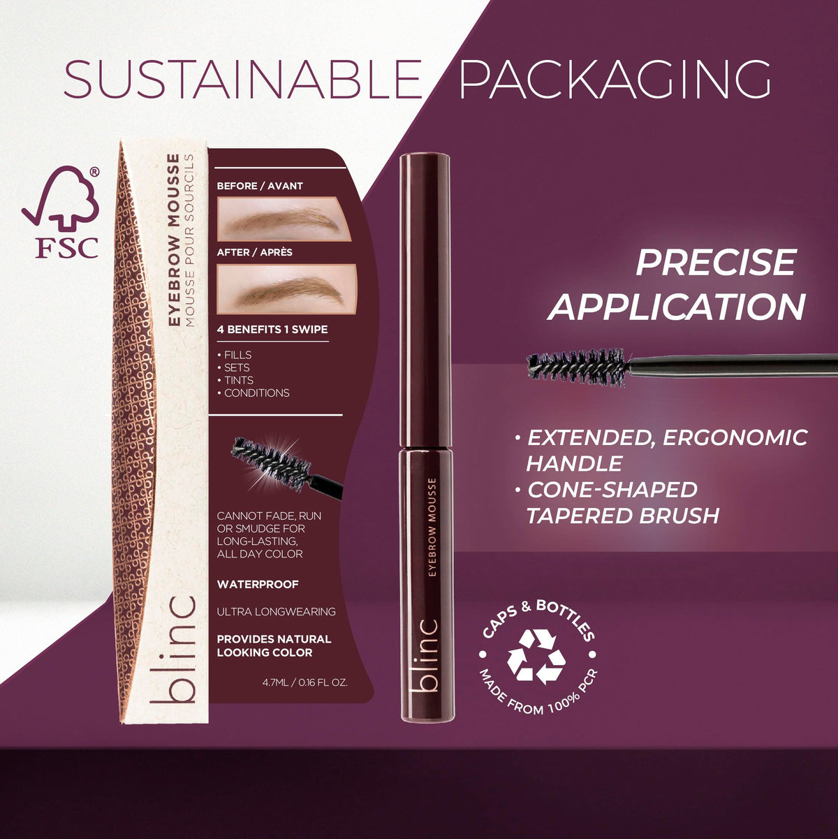 Blinc Eyebrow Mousse long-wear performance with minimal reapplication