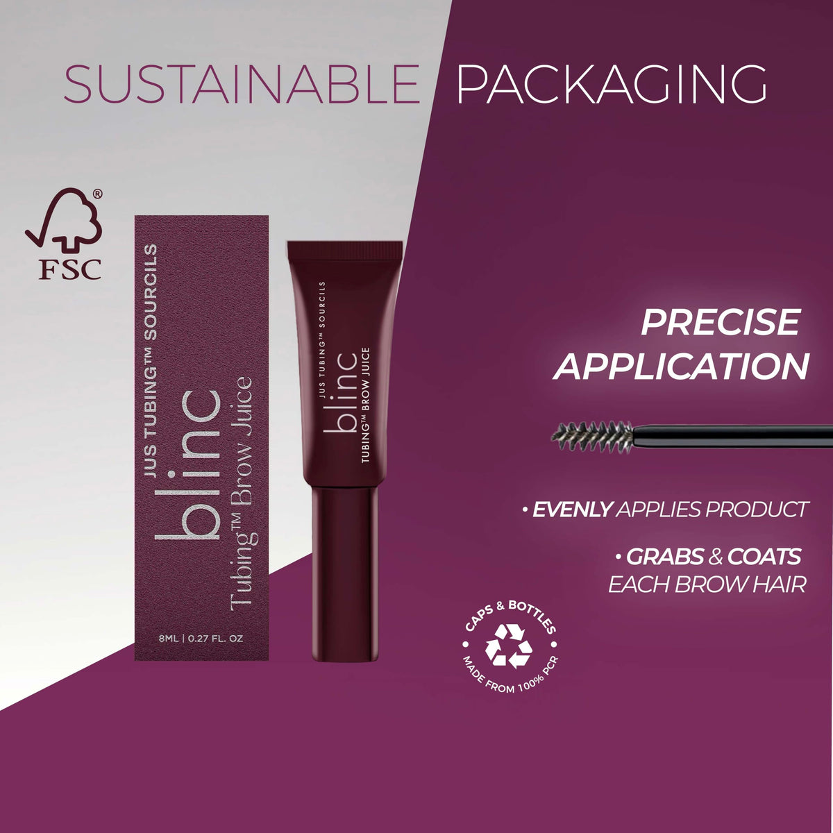 Blinc Brow Juice tubing texture close-up reveals lightweight protective tubes.