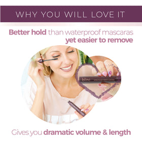 Swatch of Blinc UltraVolume on forearm shows deep black color.