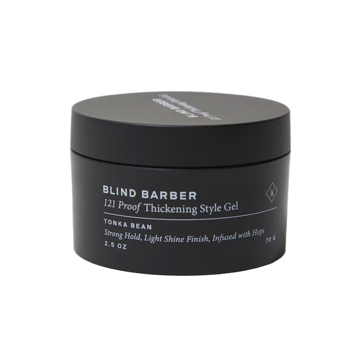 Blind Barber 121 Proof thickening gel packaging highlights an easy-to-use, sulfate-free formula.