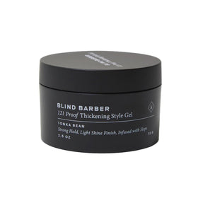 Blind Barber 121 Proof thickening gel packaging highlights an easy-to-use, sulfate-free formula.