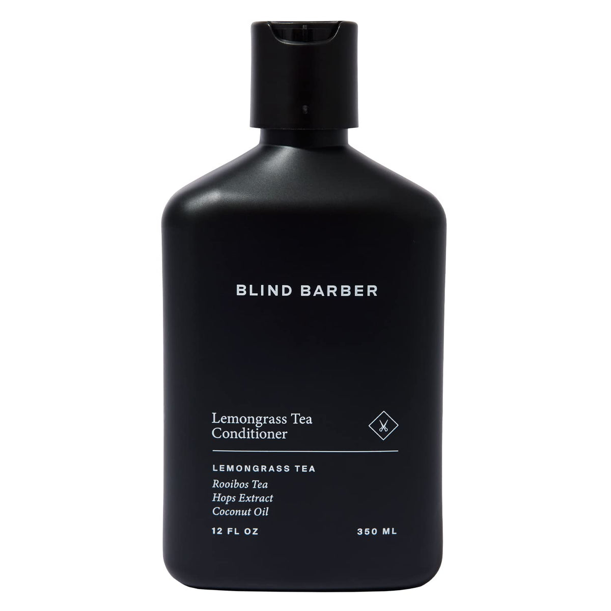 Blind Barber Lemongrass Tea Conditioner bottle enhances weightless shine.