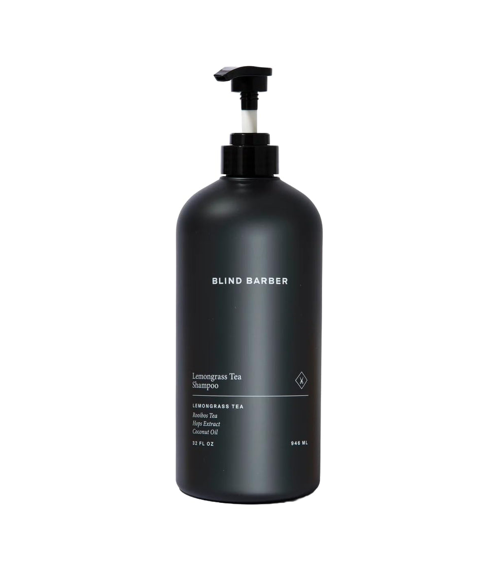 Blind Barber Lemongrass Tea Shampoo bottle with refreshing scent for daily cleansing.