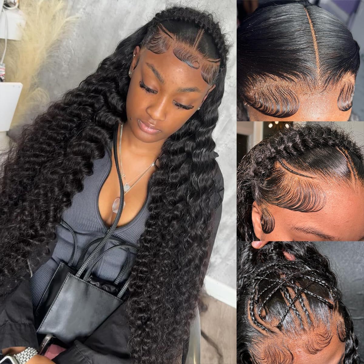 Bling Hair Princess deep wave lace front close-up showing natural 13x6 parting