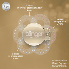 Blinger Shimmer Set close-up of crystal colors: clear, rose, golden shadow.