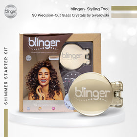 Blinger Shimmer Set model wearing crystals for a sparkly hairstyle.