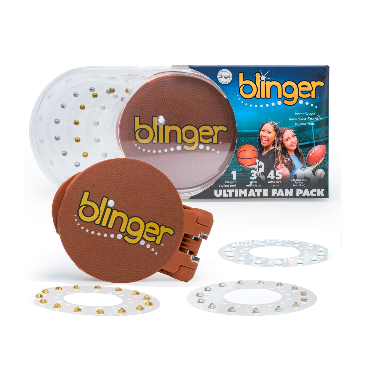 blinger Ultimate Fan Set leather tool for quick on-hair glam