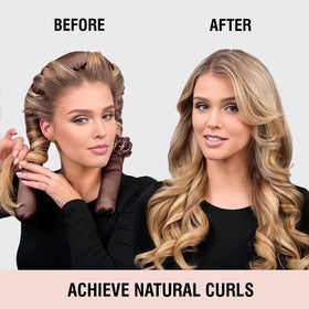 BLINKEEN jumbo heatless curler headband apricot close-up showing satin finish for smooth, snag-free sleep curls.