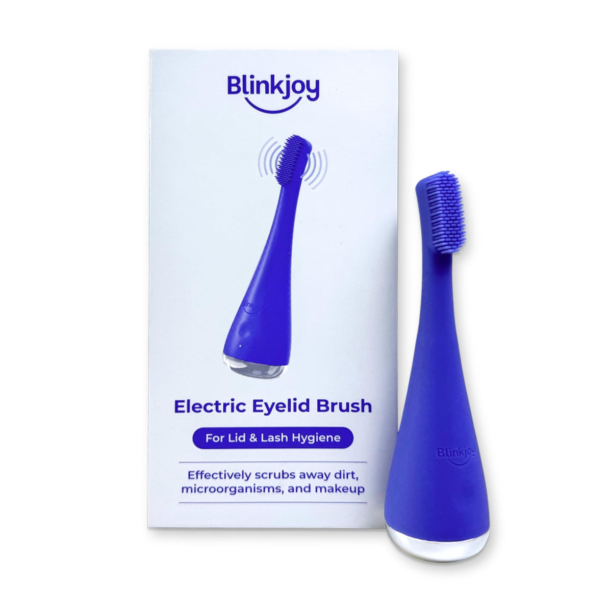 Blinkjoy electric eyelid brush for sensitive lids provides gentle debris removal.