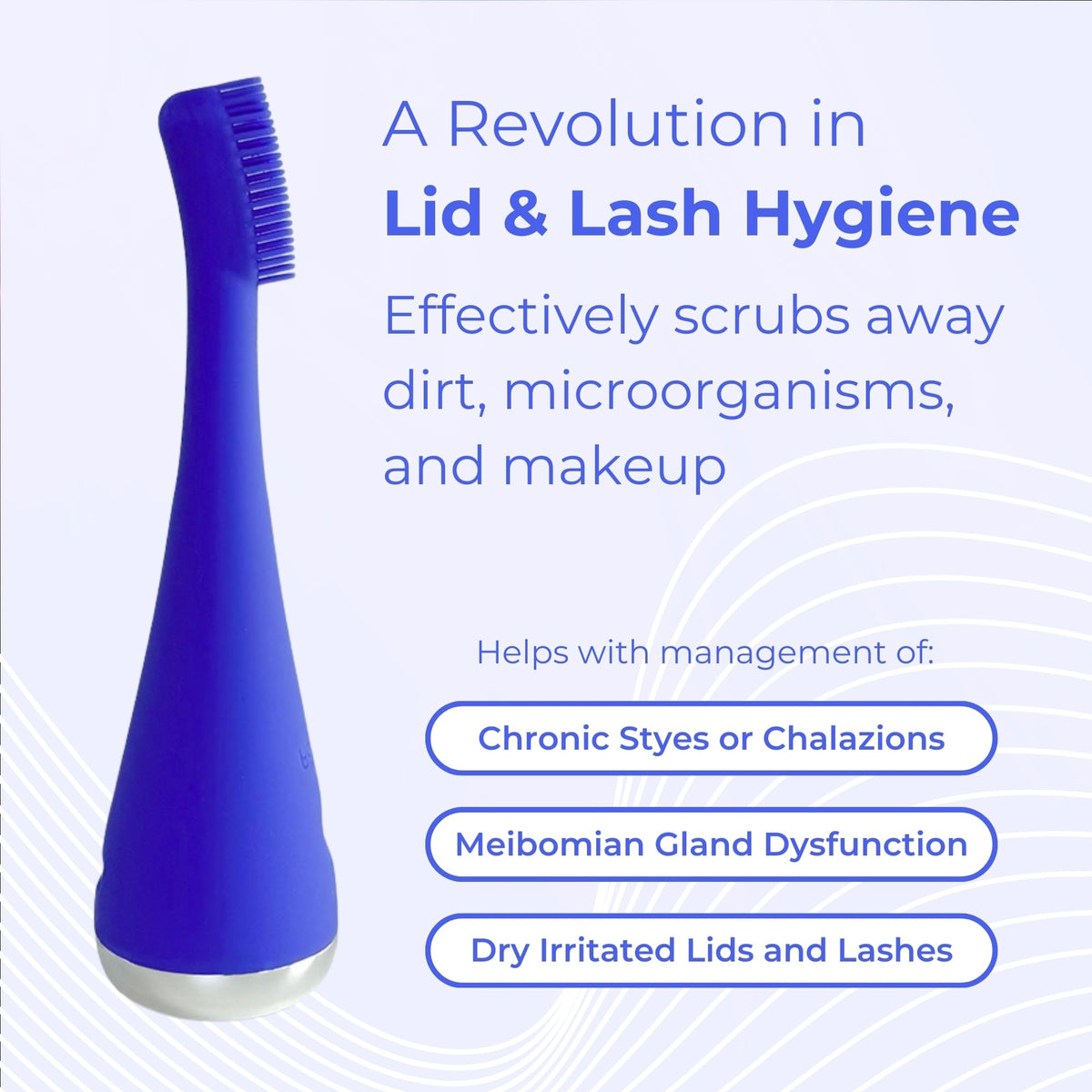 Blinkjoy electric eyelid brush with three vibration modes for customizable cleansing.