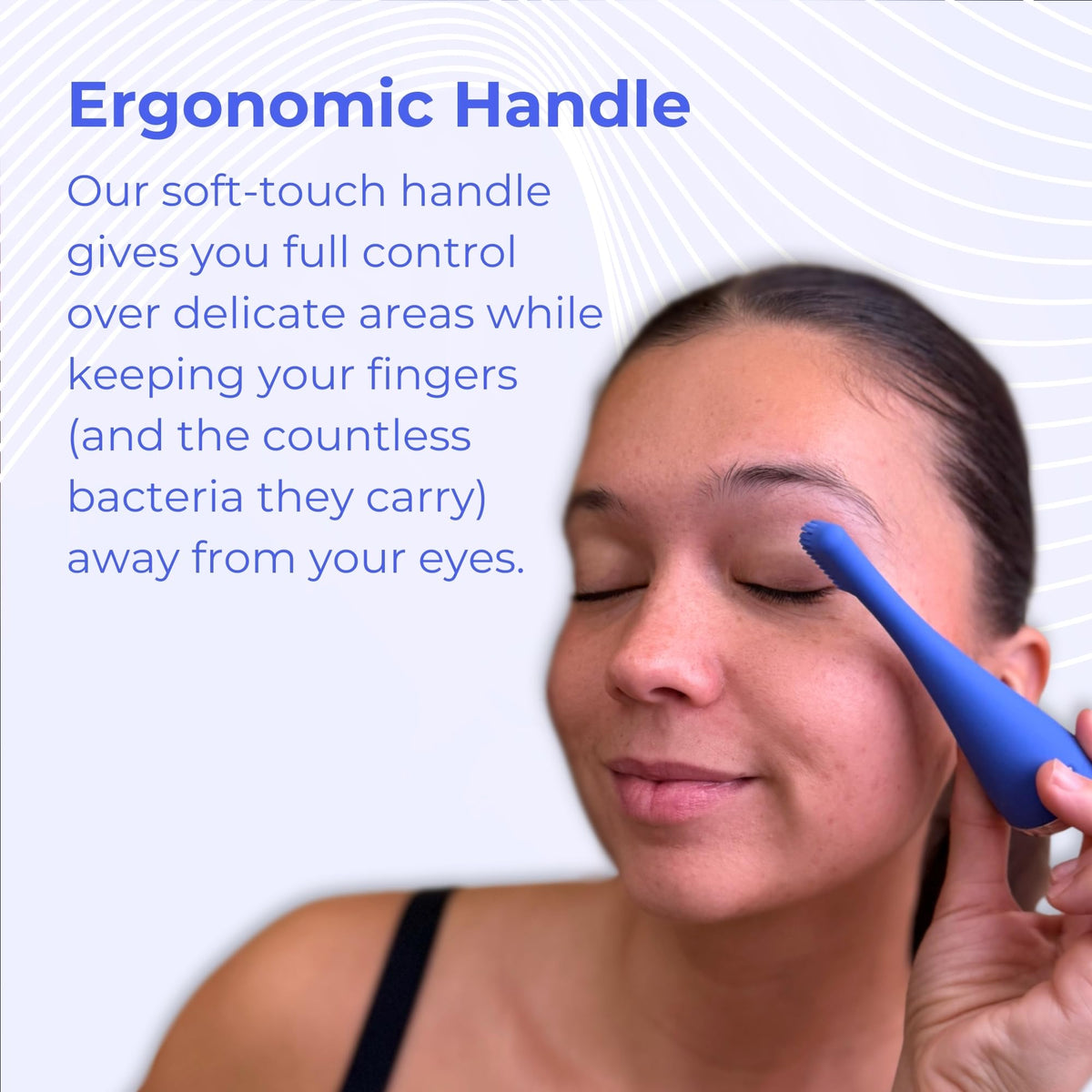 Rechargeable waterproof Blinkjoy design for convenient lid cleansing anywhere.
