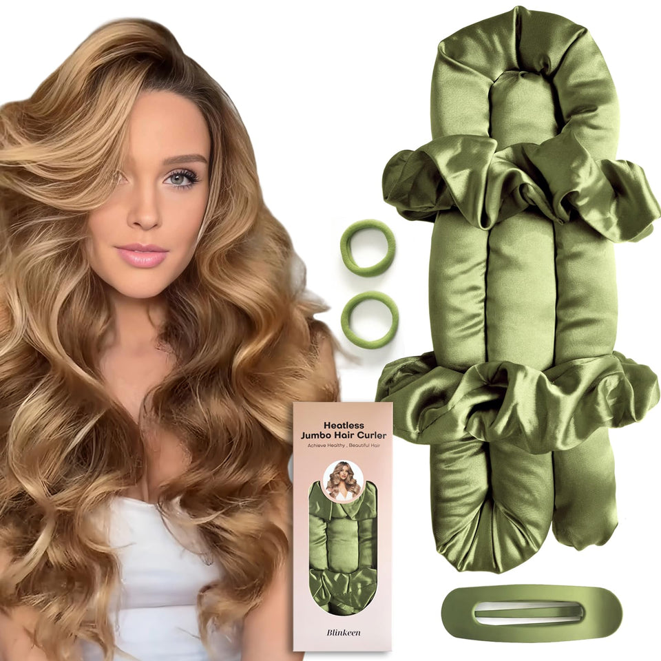 BLINKEEN jumbo heatless curl headband for overnight volume with satin comfort.