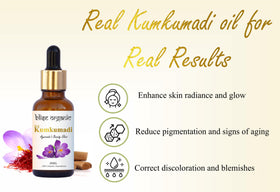 Blise organic Kumkumadi oil—traditional Ayurvedic formulation for skincare rituals.