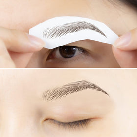 Bliss and Beyond dark brown eyebrow stickers offer a subtle, long-lasting look.