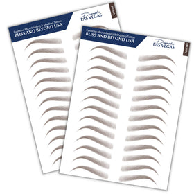 Bliss and Beyond USA eyebrow tattoo stickers in Dramatic Las Vegas Brown offer a natural everyday brows look.