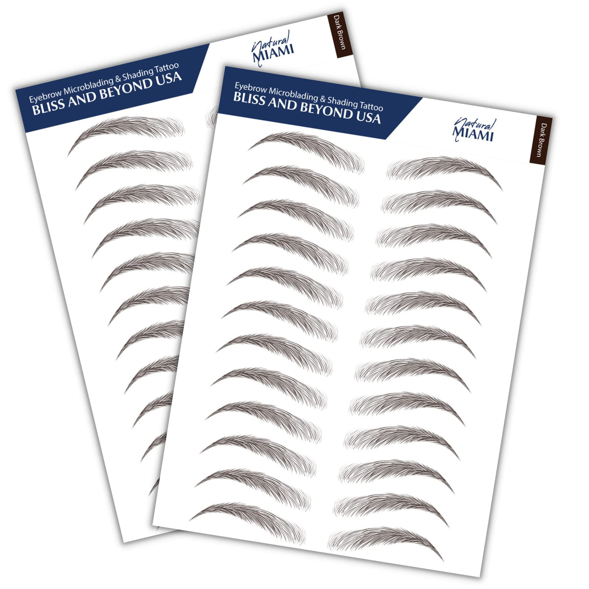 Bliss and Beyond USA eyebrow tattoos two sheets offer easy, long-lasting brows.