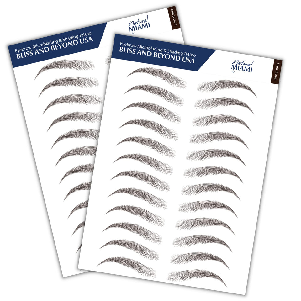 Bliss and Beyond USA eyebrow tattoos two sheets offer easy, long-lasting brows.