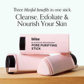 Bliss Blackhead Breakdown ingredients close-up shows aloe, shea, vitamin E.