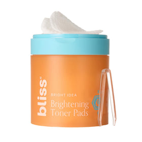 Bliss Bright Idea Toner Pads packaging shown for on-the-go glow
