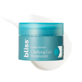 The Bliss Clear Genius bottle front shows sleek packaging for lightweight hydration