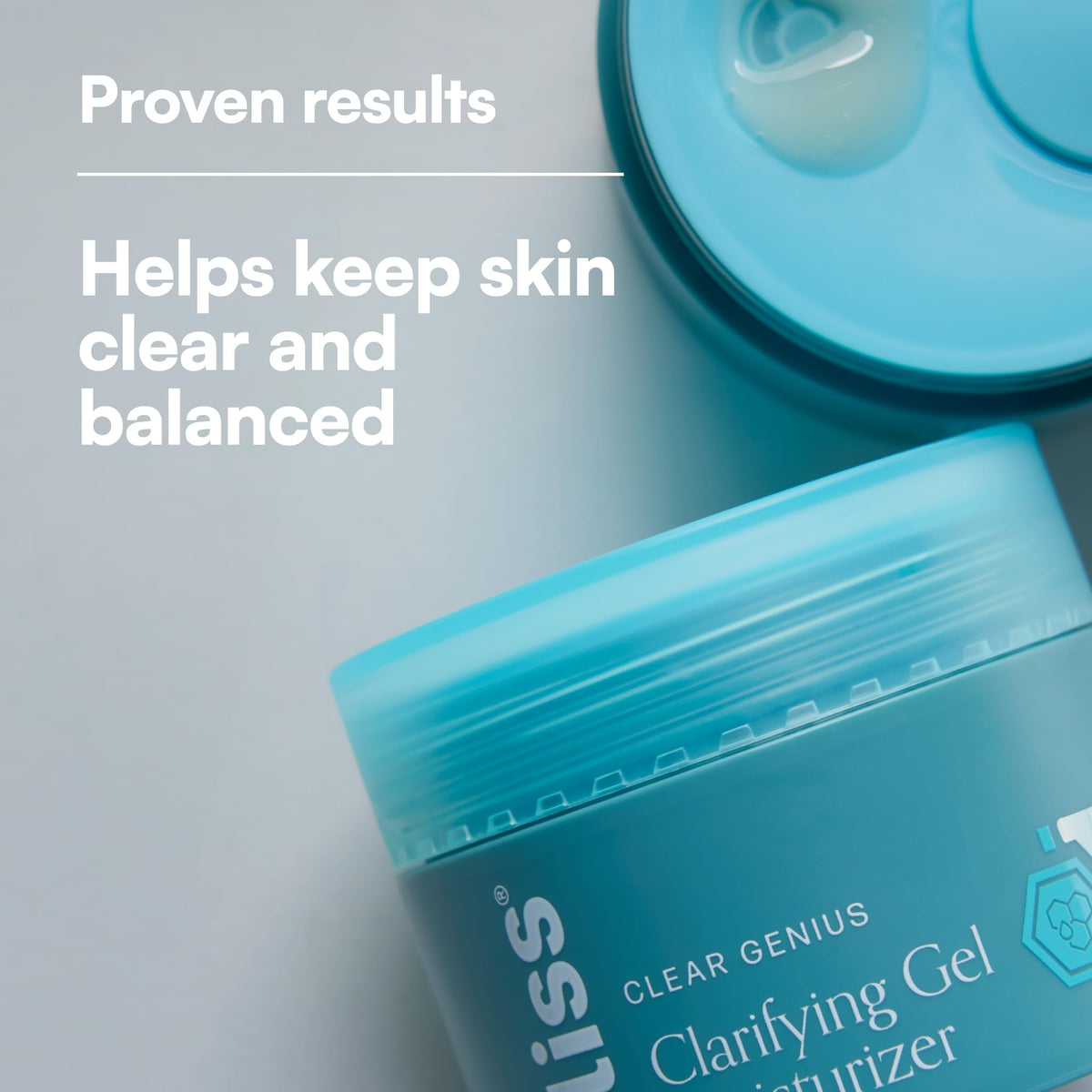 Bliss Clear Genius evening routine visual showing gel absorption