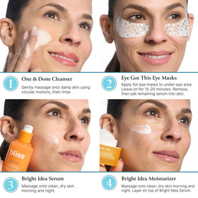 Bliss Elder Millennial Kit under-eye masks patches for depuffing and brightening.