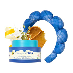 Bliss Gilmore Girls Pumpkin Powerhouse mask jar close-up for radiant skin prep.