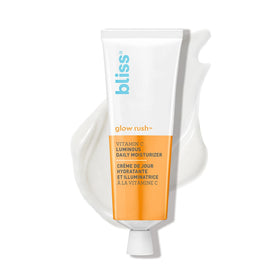 Bliss Glow Rush bottle pour highlights hydrating glow for daily use.