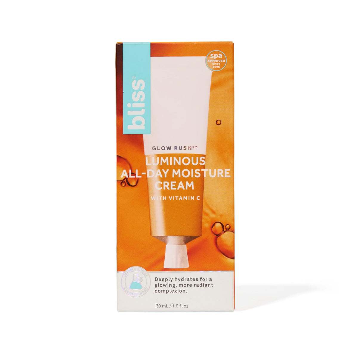 Bliss Glow Rush squalane closeup communicates moisture lock and barrier support.