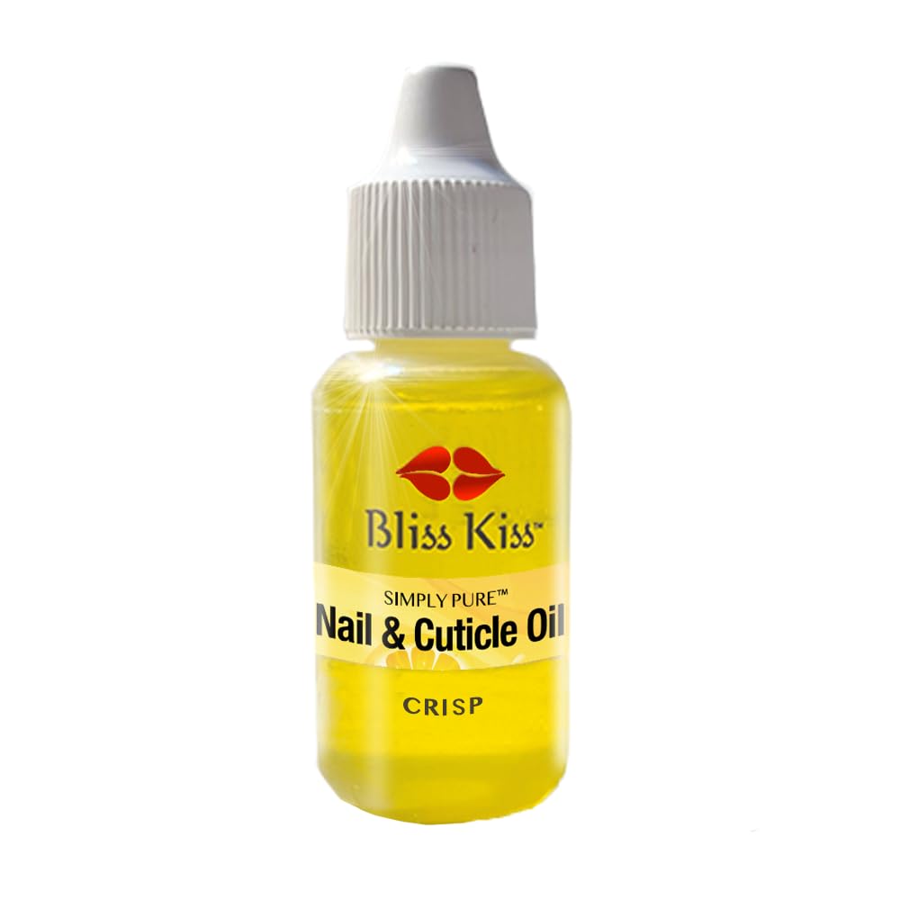 Bliss Kiss Simply Pure Nail Growth Oil dropper bottle for cuticle care and nail nourishment.