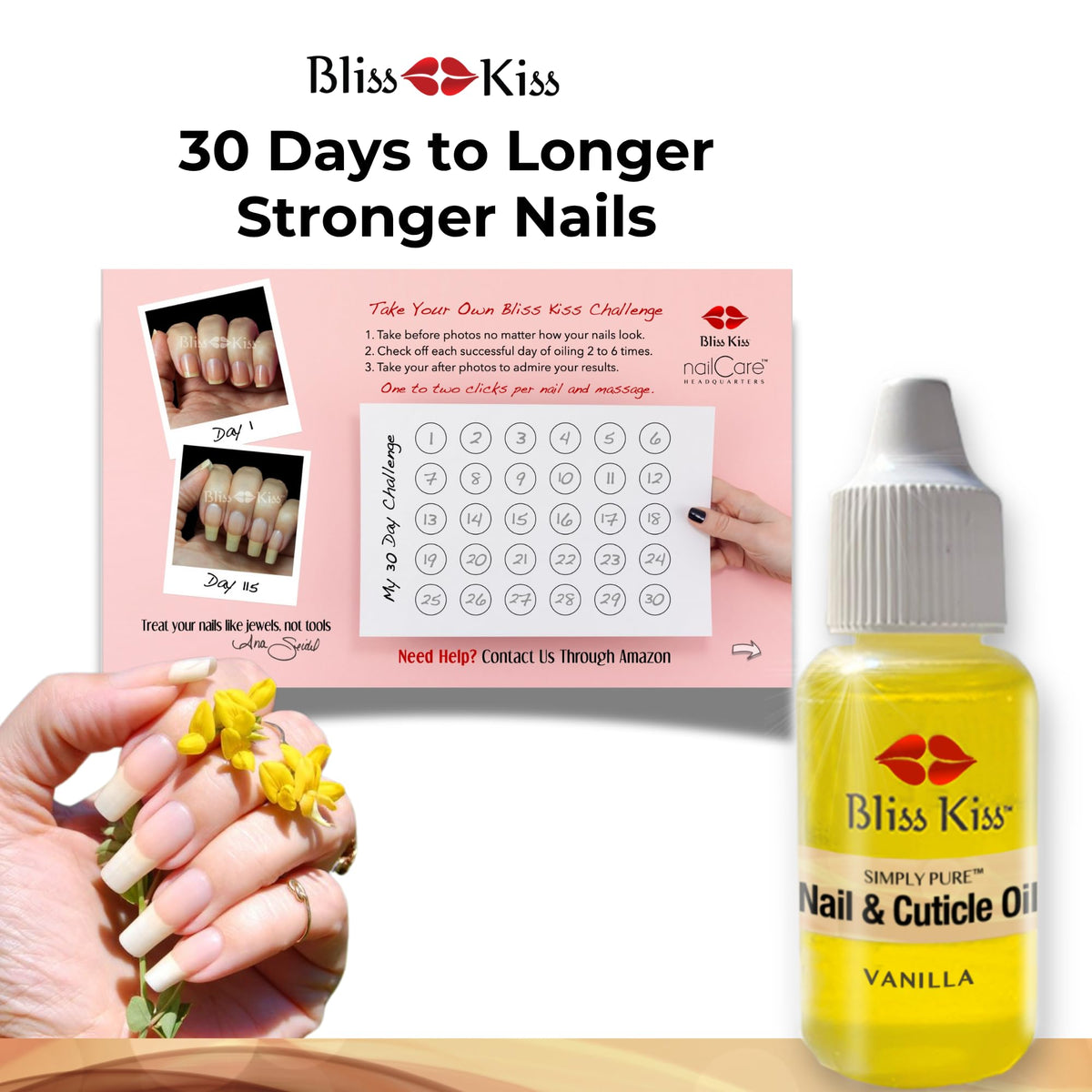 Bliss Kiss Vanilla Fragrance Cuticle Oil application shows quick hydrating oil for cuticles