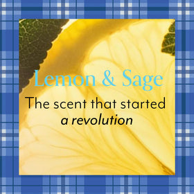 Front label highlights Lemon & Sage scent and spa-inspired pampering