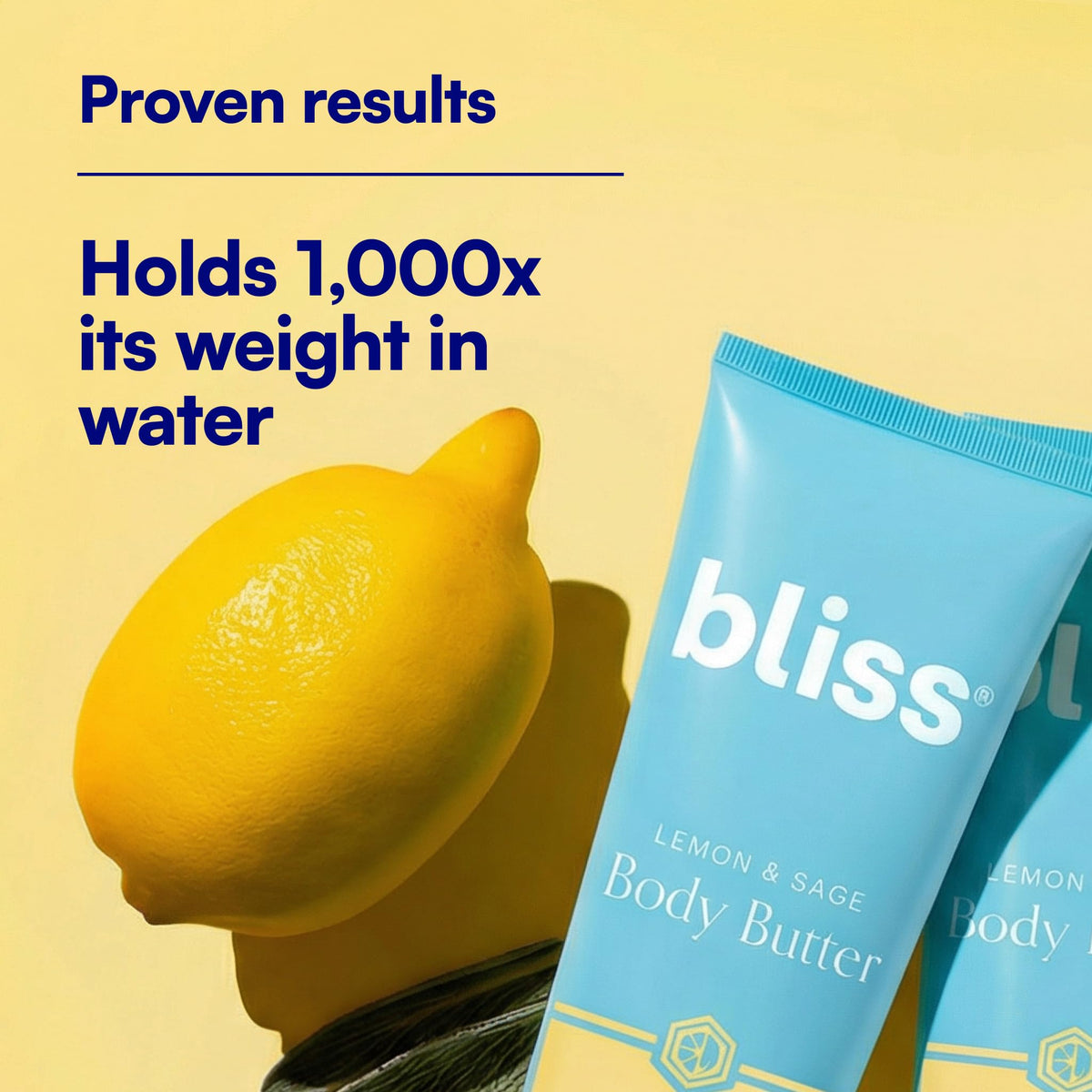 Bliss Lemon & Sage Body Butter label close-up highlighting fresh scent