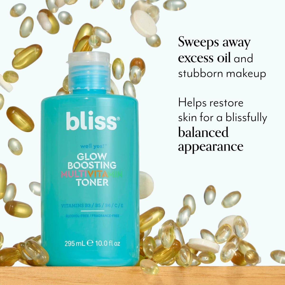 Bliss Well Yes label closeup highlighting vitamin blend.