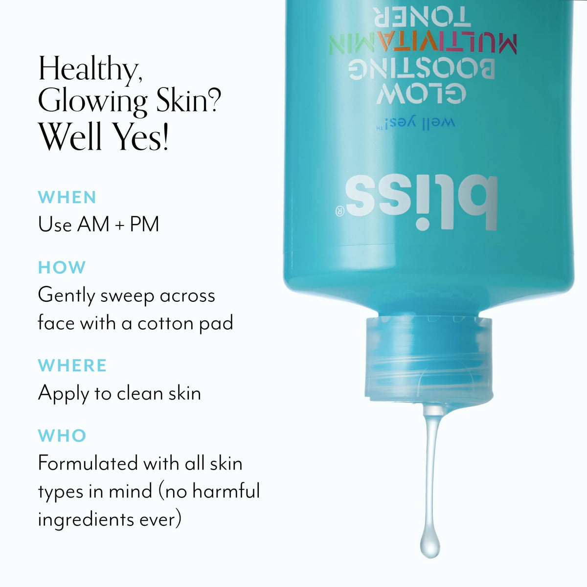 Hydrated, glowing skin after Bliss Well Yes Toner application.