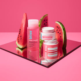 Bliss What a Melon Toner cotton pad application softens cleansing with even toning.