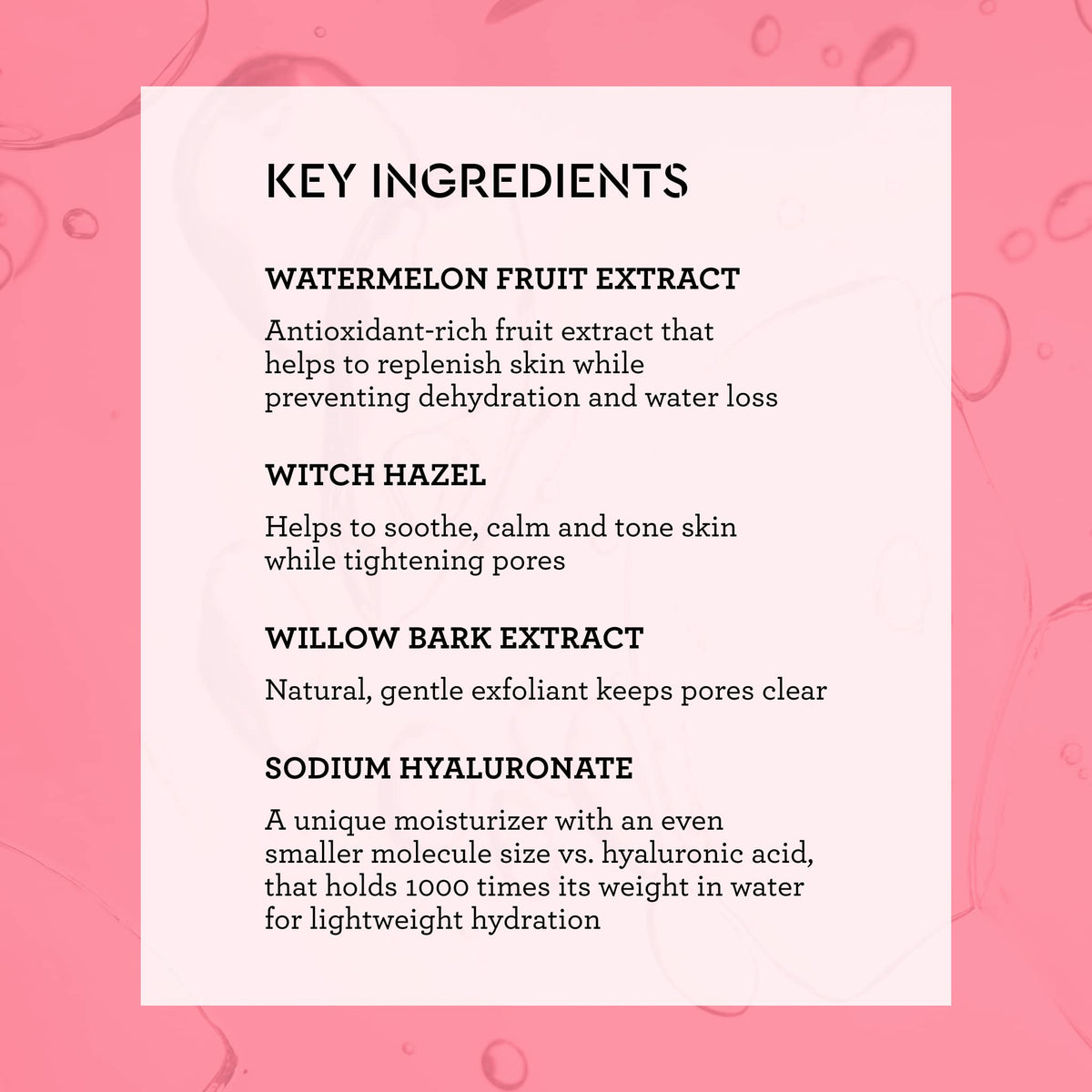 Bliss What a Melon Toner witch hazel image calms skin without drying.