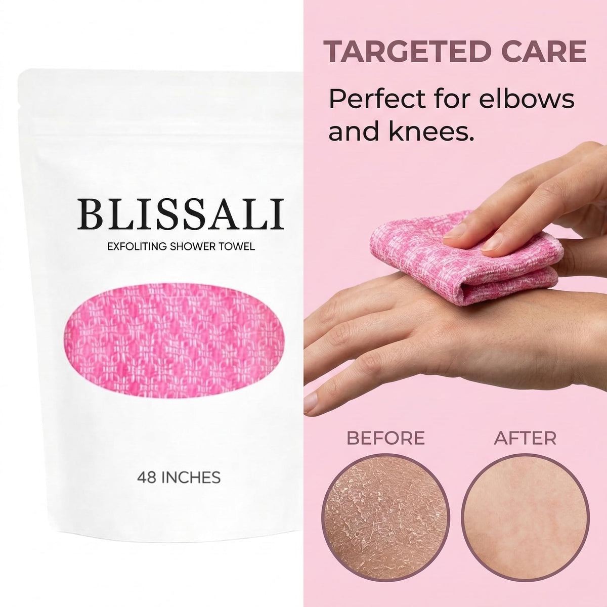 Generic Blissal exfoliating towel dries quickly, staying fresher between uses.