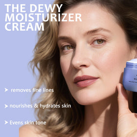 BlissAura Dewy Skin Cream spread on hand demonstrates easy blending.