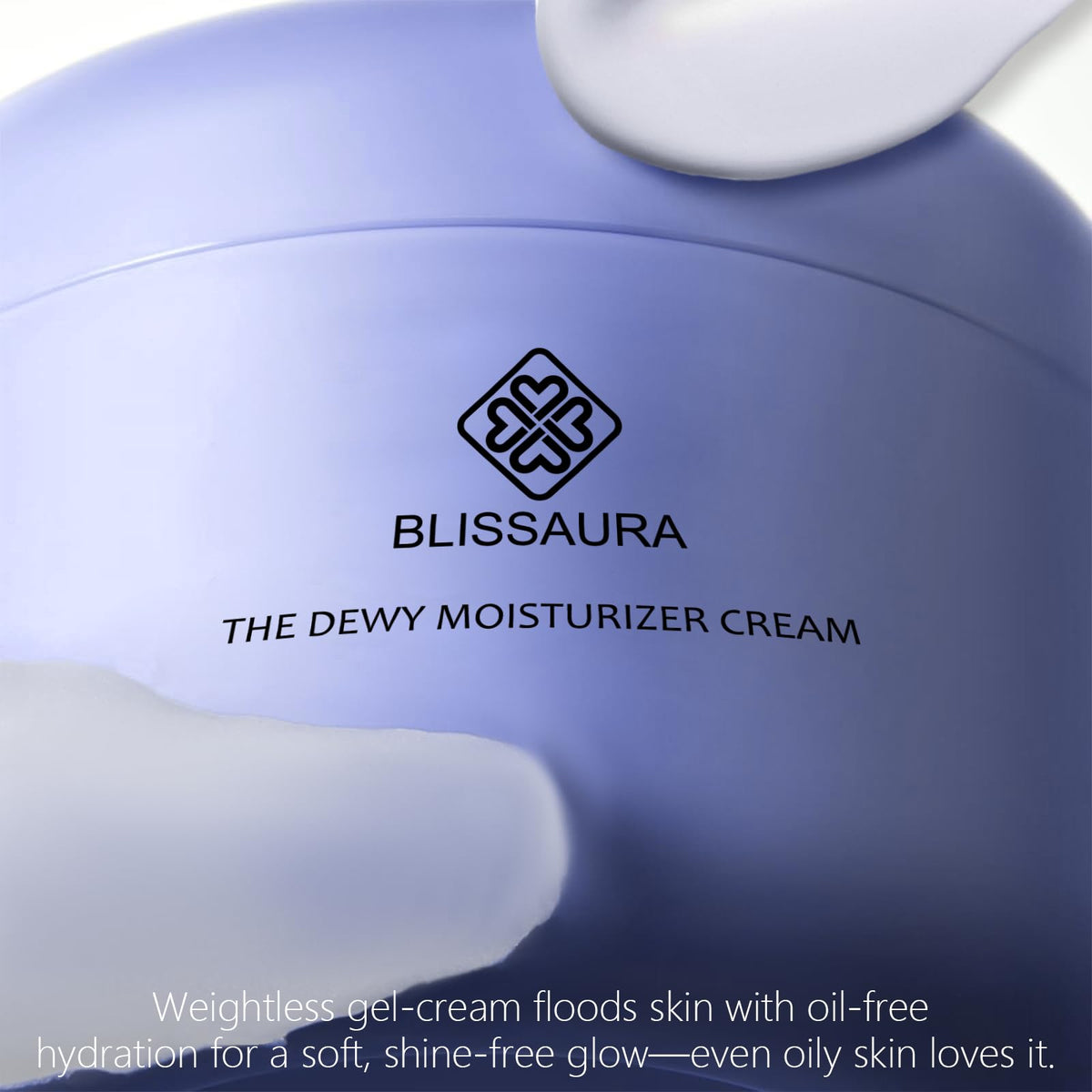 BlissAura Dewy Skin Cream model application demonstrates dewy finish and hydration.