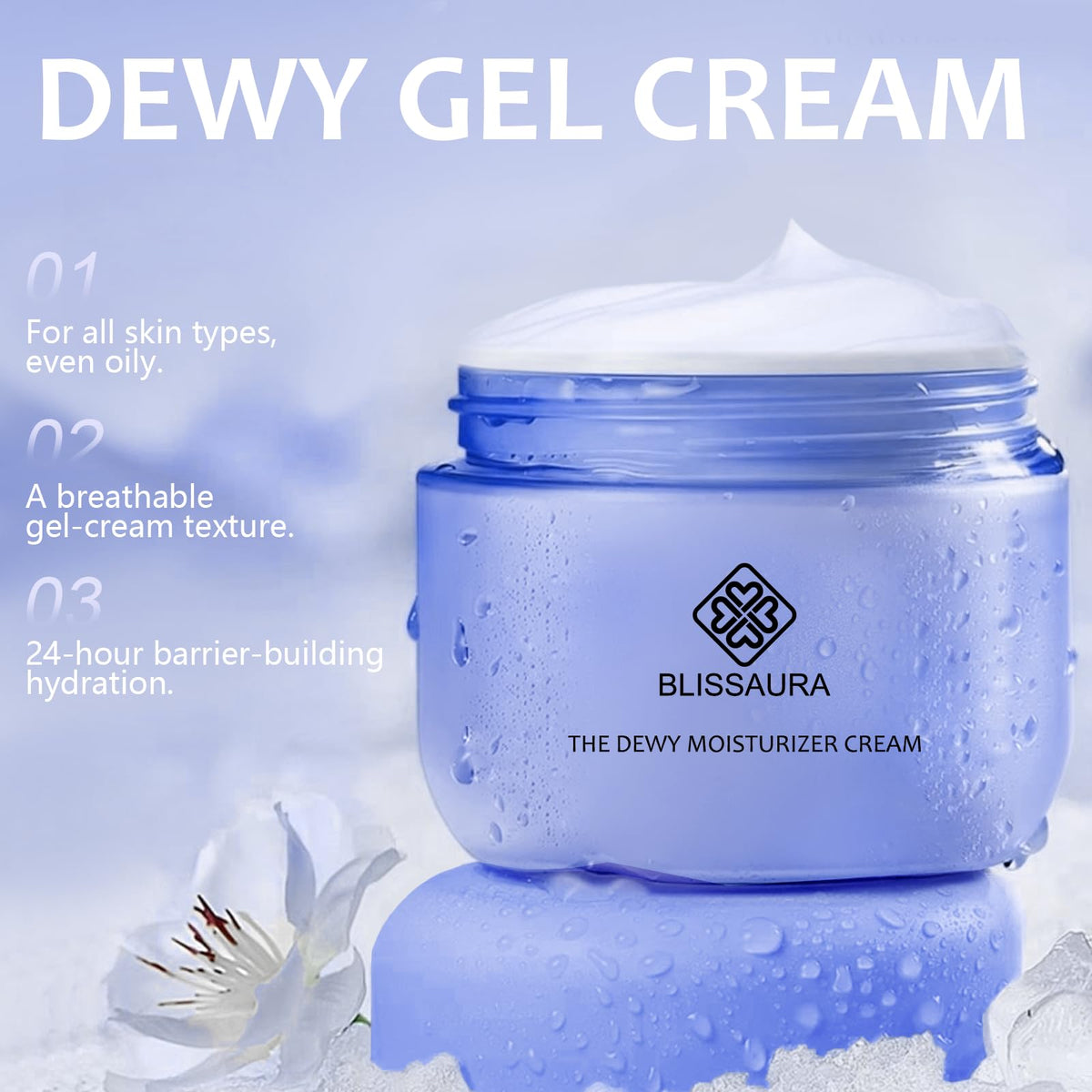 BlissAura Dewy Skin Cream pump bottle ready for daily routine.