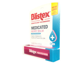 Blistex Berry Lip Balm label highlights SPF 15 protection.